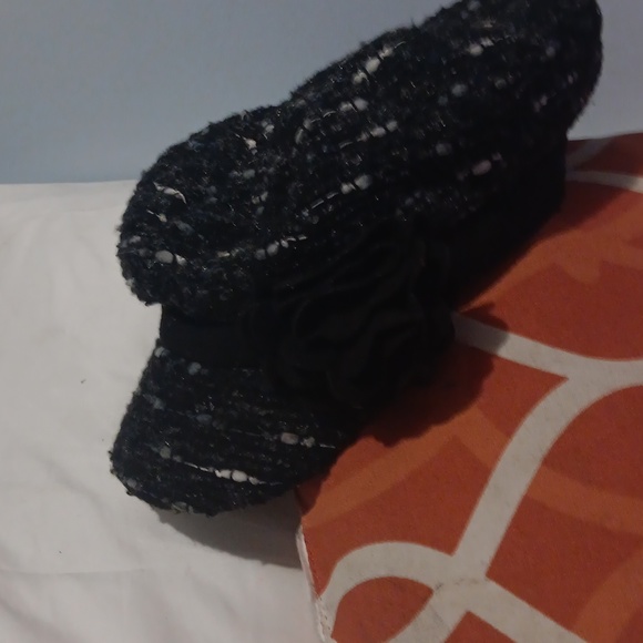 Black and white tweed page boy hat - Picture 3 of 3